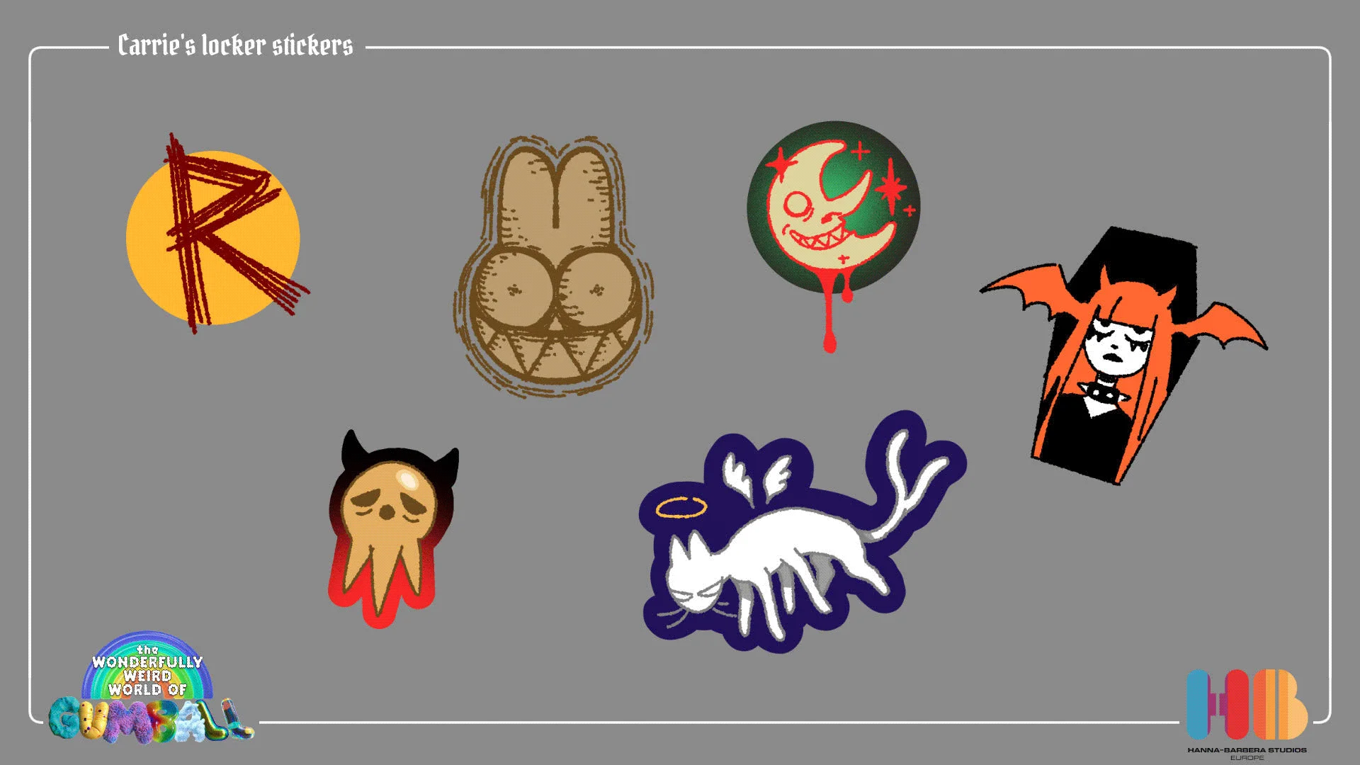 design of Carrie's locker stickers, for the episode 'The Letter' from The Wonderfully Weird World of Gumball
