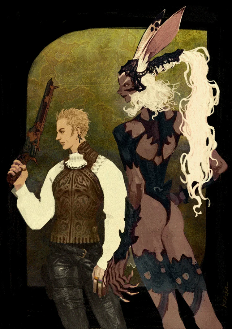 fanart of Final Fantasy XII depicting Fran and Balthier
