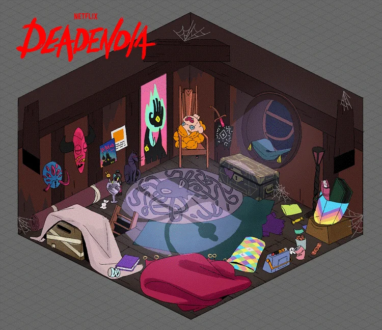 room design for Courtney's attic, from DeadEnd: Paranormal Park