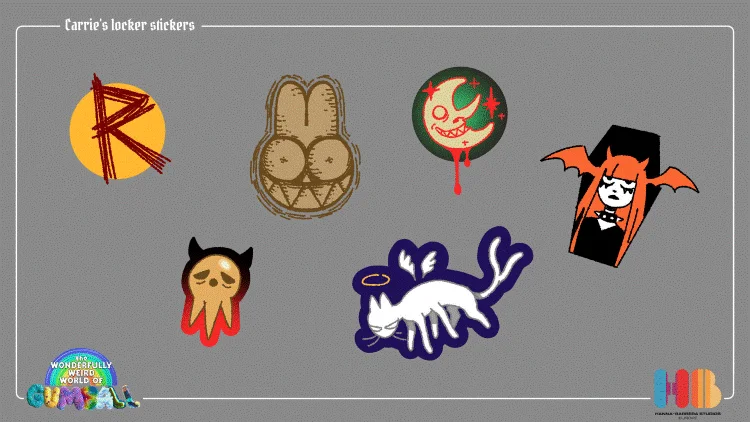 design of Carrie's locker stickers, for the episode 'The Letter' from The Wonderfully Weird World of Gumball