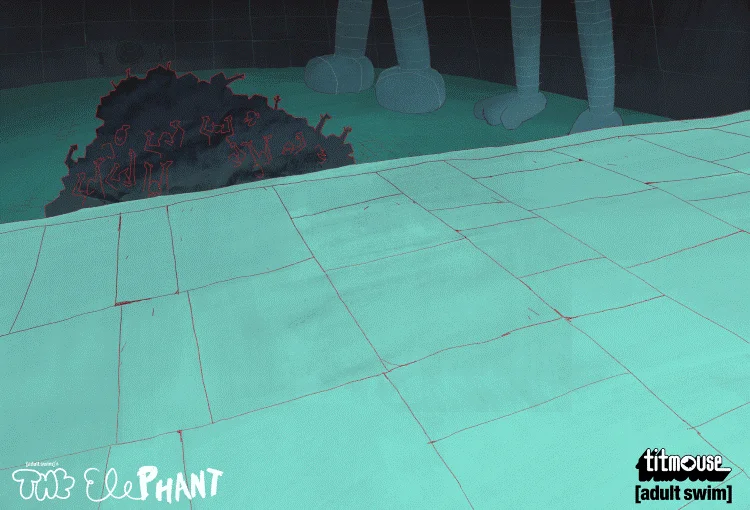 background line and paint, for Adult Swim's the Elephant, part 2.