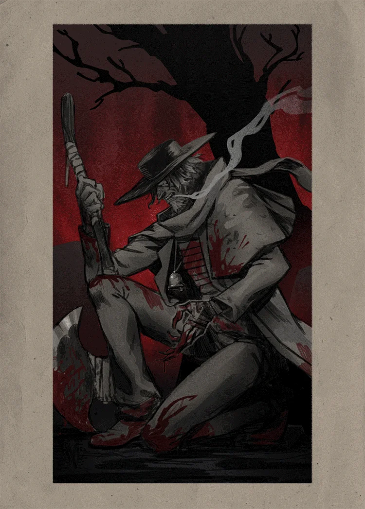 fanart of Bloodborne depicting Father Gascoigne